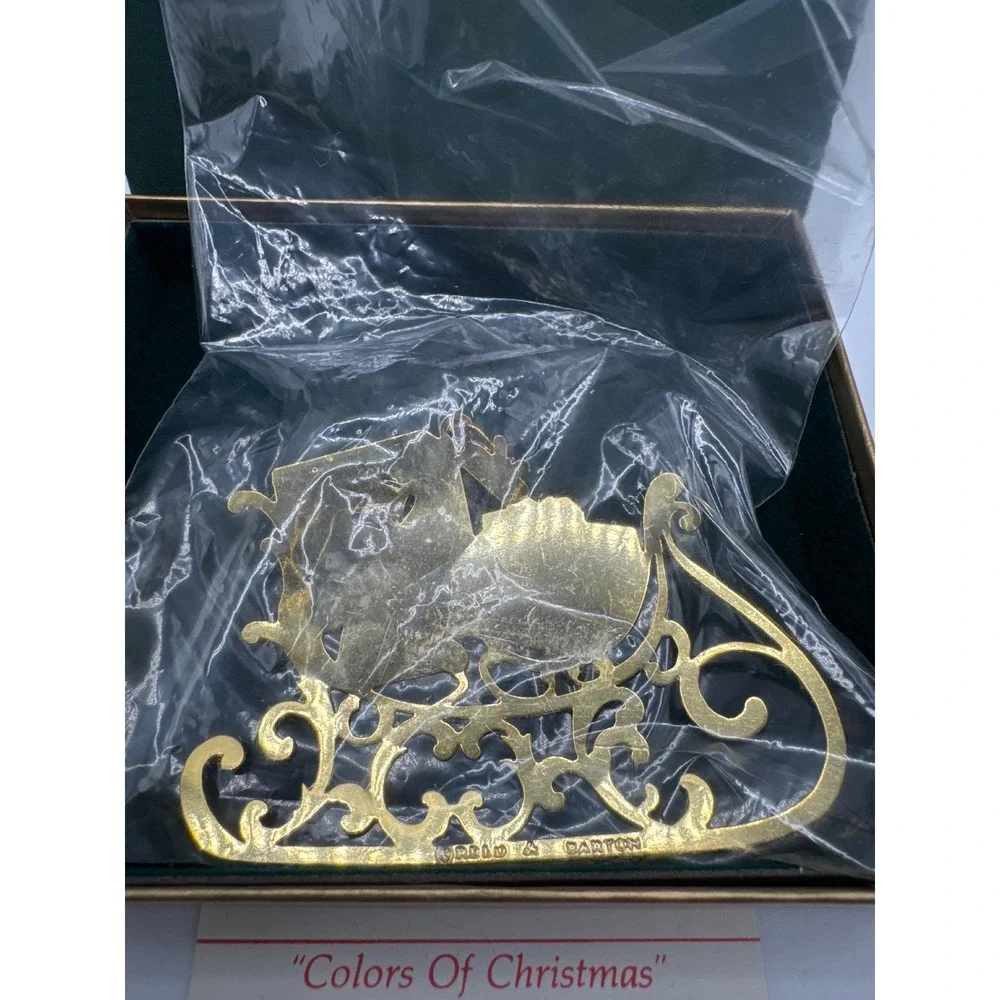 Reed & Barton Colors Of Christmas Sleigh With Gifts Enamel Gold Tone Ornament